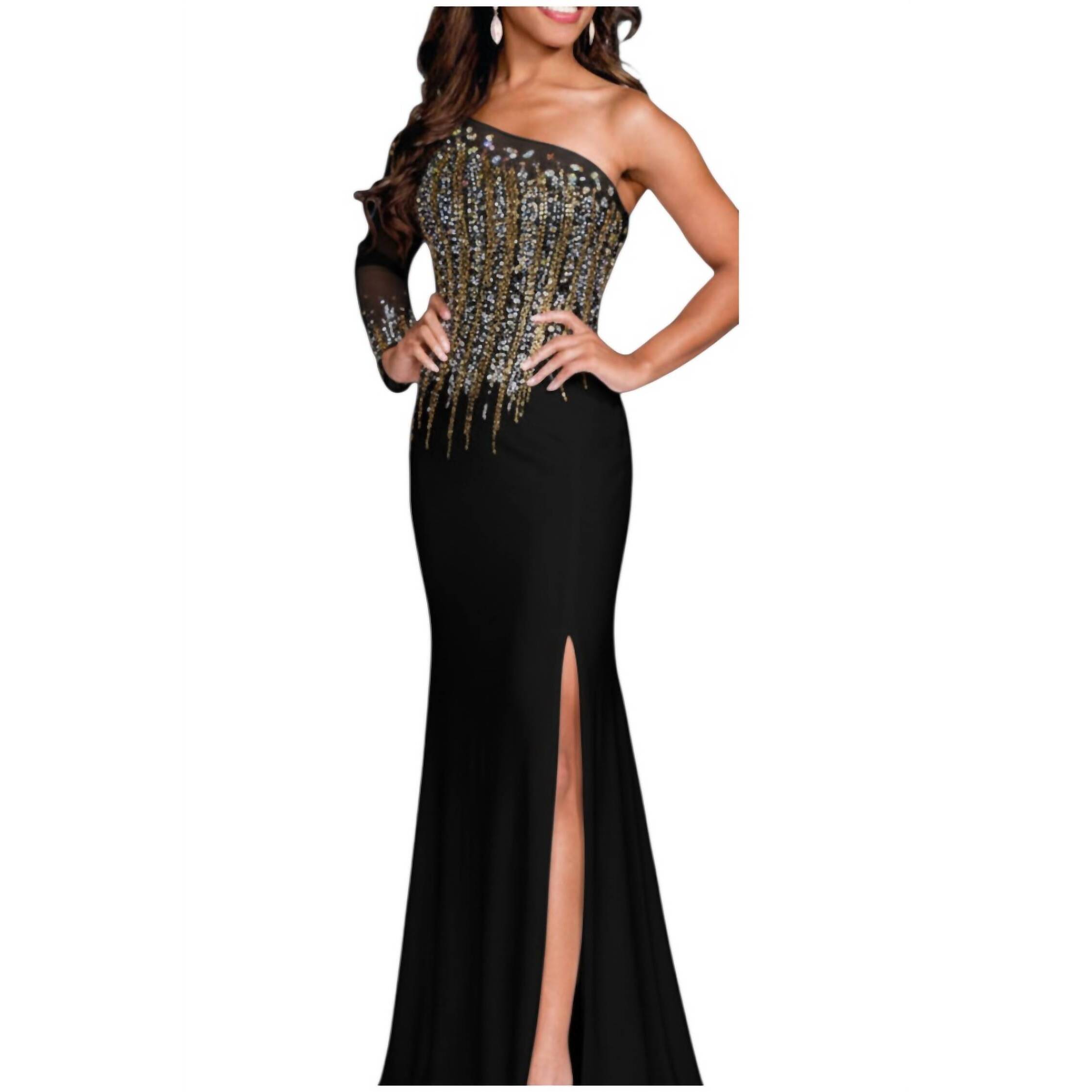 New Karishma Creations Envious Couture Maxi Prom Dress In Black